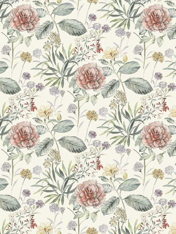Midsummer Floral wallpaper in coral color - pattern number TL1919 - by York in the Inspired by Color Earthy Tones collection