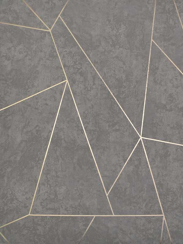Nazca fabric in dark grey and gold color - pattern number NW3502 - by York in the Inspired by Color Shimmering Finishes collection