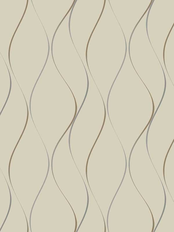 Wavy Stripe wallpaper in beige metallic color - pattern number Y6201404 - by York in the Inspired by Color Shimmering Finishes collection