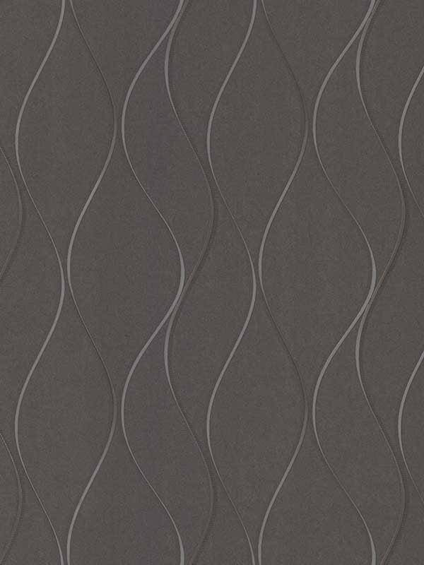 Wavy Stripe wallpaper in black metallic color - pattern number Y6201405 - by York in the Inspired by Color Shimmering Finishes collection