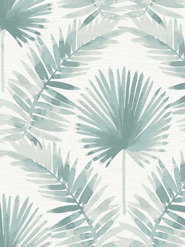 Calla Painted Palm fabric in teal color - pattern number 4121-26912 - by A Street Prints in the Mylos collection