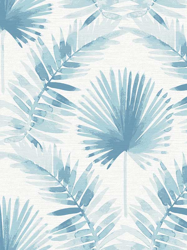 Calla Painted Palm fabric in blue color - pattern number 4121-26916 - by A Street Prints in the Mylos collection