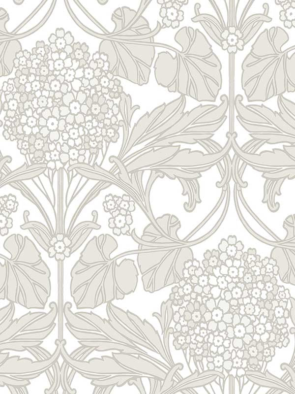 Floral Hydrangea wallpaper in pale oak and pearl color - pattern number ET12106 - by Seabrook in the Legacy Prints collection