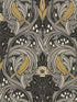 Bird Scroll fabric in charcoal and goldenrod color - pattern number ET12208 - by Seabrook in the Legacy Prints collection