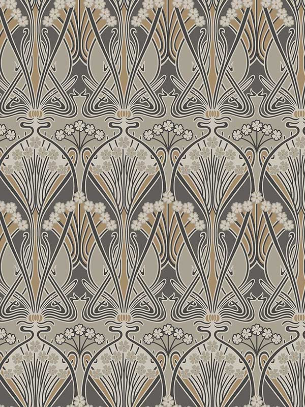 Dragonfly Damask wallpaper in bronze and smoke color - pattern number ET12406 - by Seabrook in the Legacy Prints collection