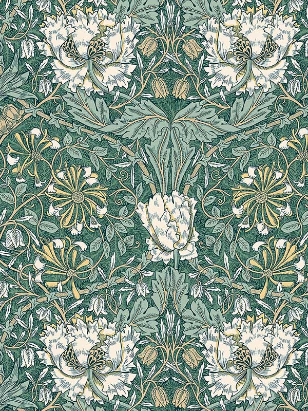 Ogee Flora wallpaper in everglades and buttercup color - pattern number ET12604 - by Seabrook in the Legacy Prints collection