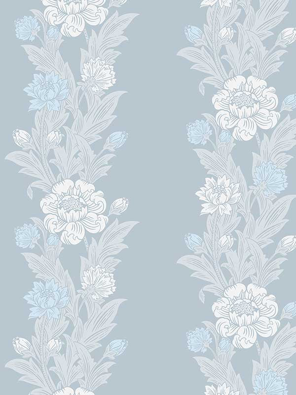 Blooming Stripe wallpaper in baby blue color - pattern number ET12702 - by Seabrook in the Legacy Prints collection