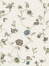 Florale Trail fabric in greige and blue bell color - pattern number FC61006 - by Seabrook in the French Country collection