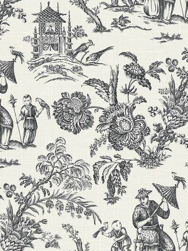 Colette Chinoiserie wallpaper in poppy seed color - pattern number FC61800 - by Seabrook in the French Country collection