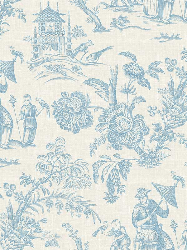 Colette Chinoiserie wallpaper in bleu bisque color - pattern number FC61802 - by Seabrook in the French Country collection
