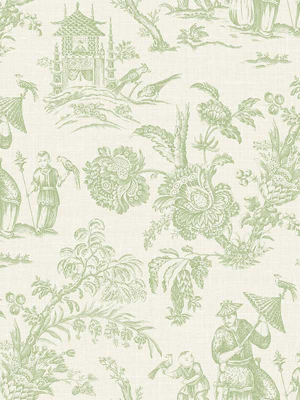 Colette Chinoiserie wallpaper in herb color - pattern number FC61804 - by Seabrook in the French Country collection