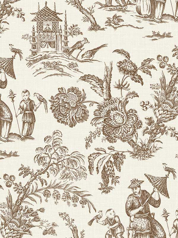 Colette Chinoiserie wallpaper in hickory smoke color - pattern number FC61806 - by Seabrook in the French Country collection