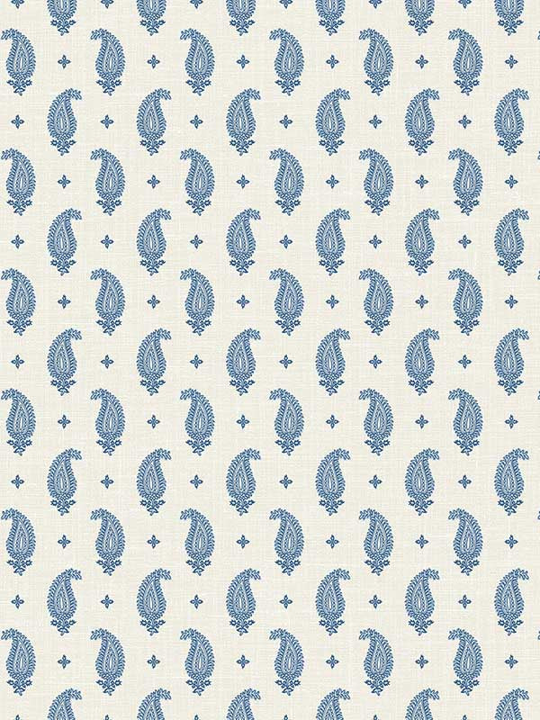 Maia Paisley wallpaper in french blue color - pattern number FC62412 - by Seabrook in the French Country collection