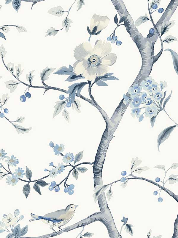 Sparrow Haven fabric in breezy blue color - pattern number LN40002 - by Seabrook in the Lillian August Coastal Haven collection