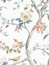 Sparrow Haven fabric in melon and carolina blue color - pattern number LN40006 - by Seabrook in the Lillian August Coastal Haven collection