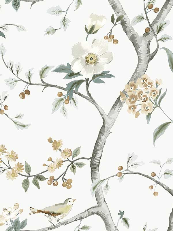 Sparrow Haven fabric in agave and cider color - pattern number LN40008 - by Seabrook in the Lillian August Coastal Haven collection