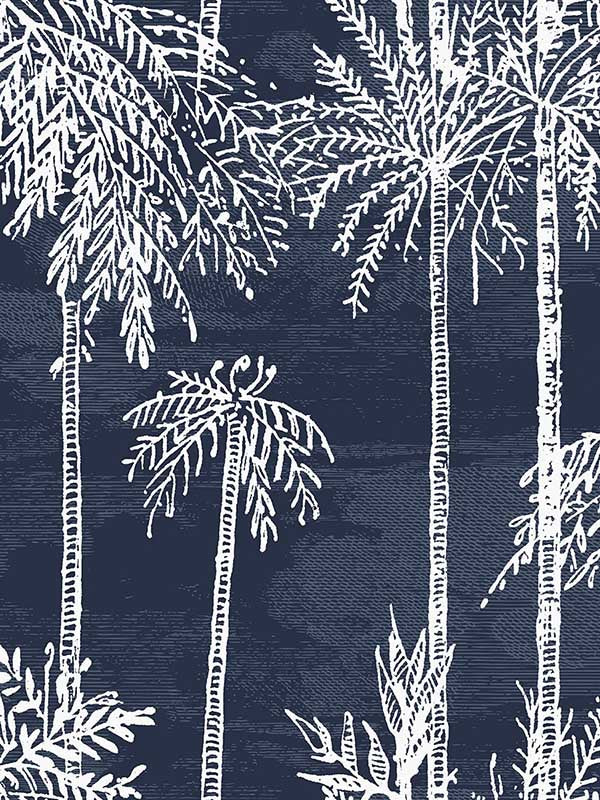 Palm Grove fabric in midnight sky color - pattern number LN40212 - by Seabrook in the Lillian August Coastal Haven collection