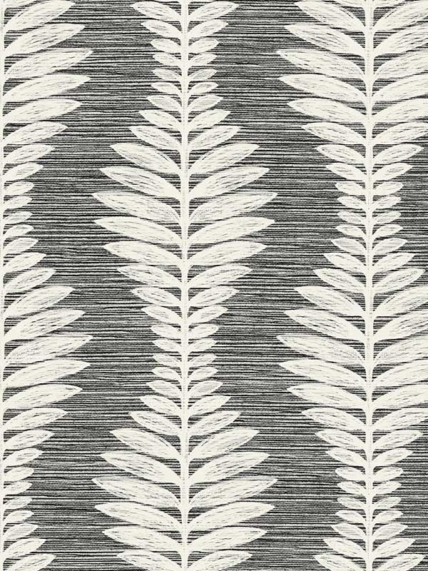 Carina Leaf Ogee wallpaper in charcoal color - pattern number LN40500 - by Seabrook in the Lillian August Coastal Haven collection