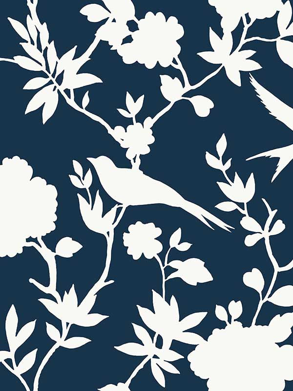 Kauai Bird Toile fabric in denim blue color - pattern number LN40902 - by Seabrook in the Lillian August Coastal Haven collection
