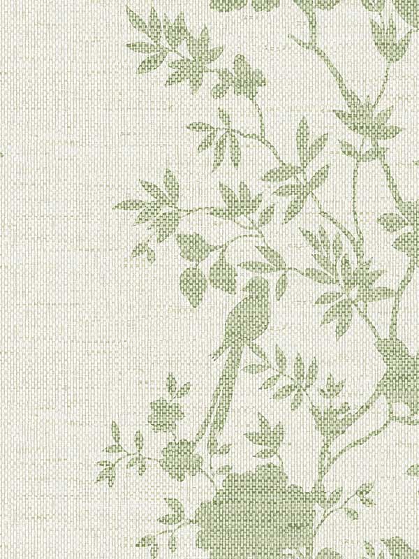 Aloha Bird Trail wallpaper in green ivy color - pattern number LN41004 - by Seabrook in the Lillian August Coastal Haven collection