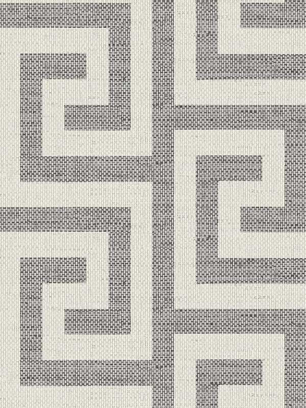 Luna Retreat Greek Key fabric in charcoal color - pattern number LN41200 - by Seabrook in the Lillian August Coastal Haven collection