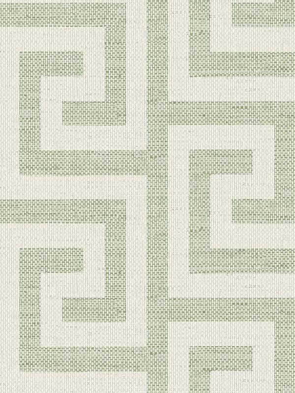 Luna Retreat Greek Key fabric in green ivy color - pattern number LN41204 - by Seabrook in the Lillian August Coastal Haven collection