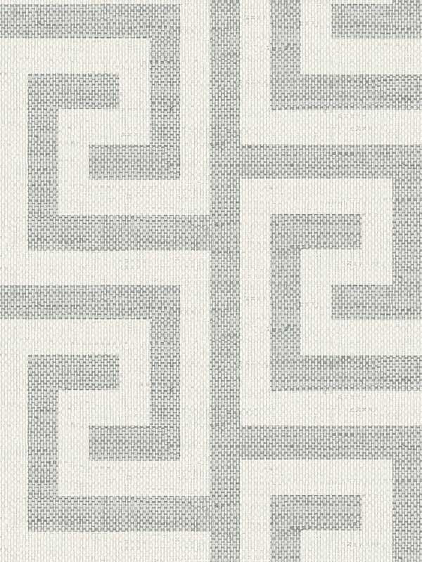 Luna Retreat Greek Key fabric in pewter color - pattern number LN41208 - by Seabrook in the Lillian August Coastal Haven collection