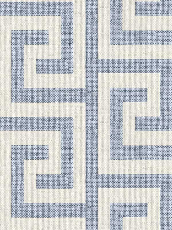 Luna Retreat Greek Key fabric in blue lake color - pattern number LN41212 - by Seabrook in the Lillian August Coastal Haven collection