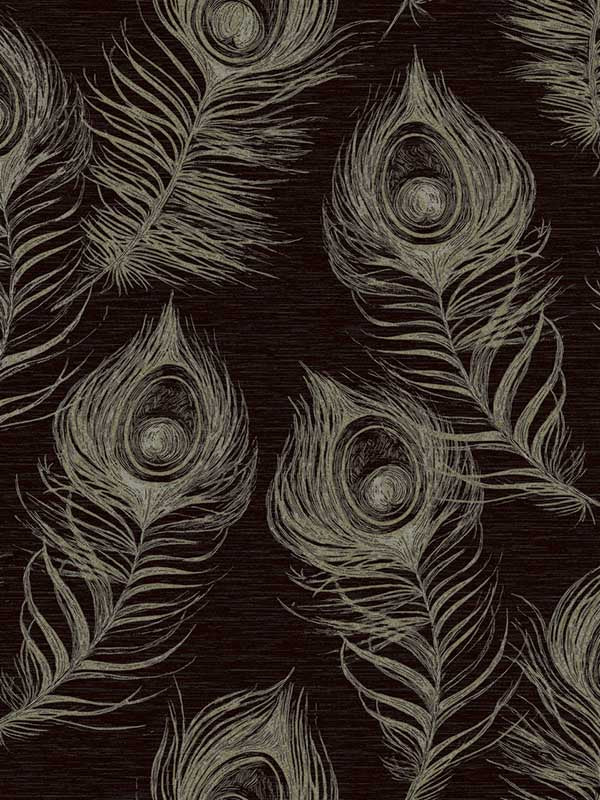 Regal Peacock fabric in black color - pattern number EV3942 - by Candice Olson in the Casual Elegance collection