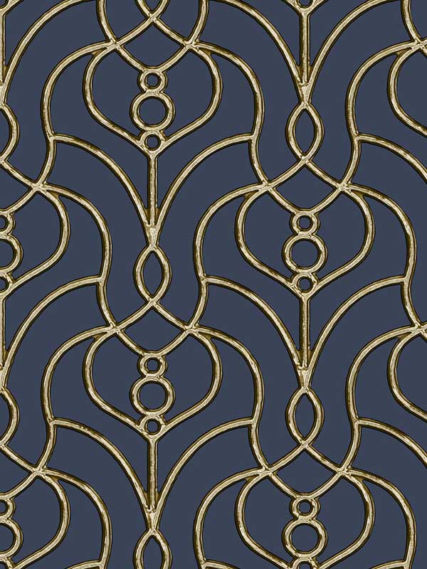 Divine Trellis wallpaper in navy color - pattern number EV3946 - by Candice Olson in the Casual Elegance collection