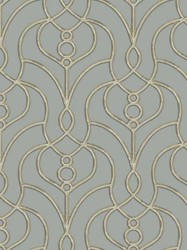 Divine Trellis wallpaper in dusty blue color - pattern number EV3948 - by Candice Olson in the Casual Elegance collection