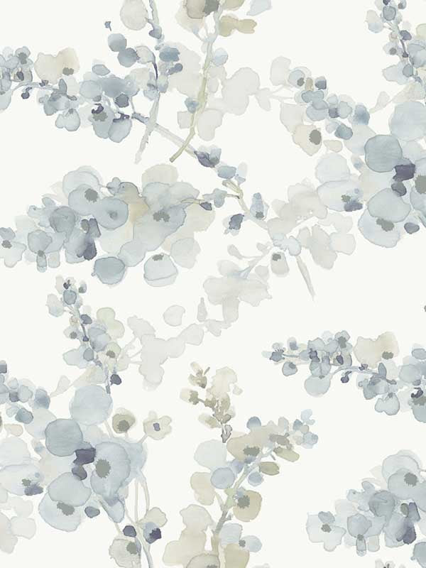 Blossom Fling wallpaper in blue color - pattern number EV3974 - by Candice Olson in the Casual Elegance collection