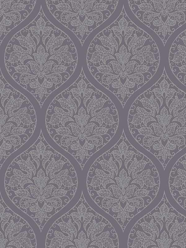 Emporium Ogee fabric in purple and silver color - pattern number 7008 - by Galerie in the Emporium collection