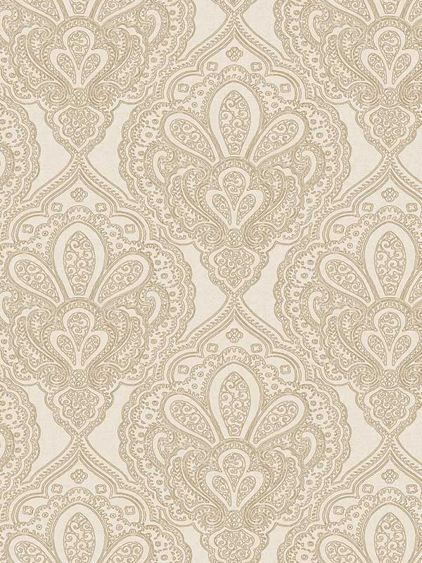 Mehndi Damask wallpaper in gold color - pattern number DWP024705 - by Galerie in the Emporium collection