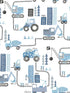 Construction fabric in blue color - pattern number G78360 - by Galerie in the Tiny Tots 2 collection