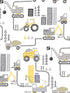 Construction fabric in yellow greige color - pattern number G78362 - by Galerie in the Tiny Tots 2 collection
