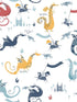Dragons fabric in navy red yellow blue color - pattern number G78369 - by Galerie in the Tiny Tots 2 collection