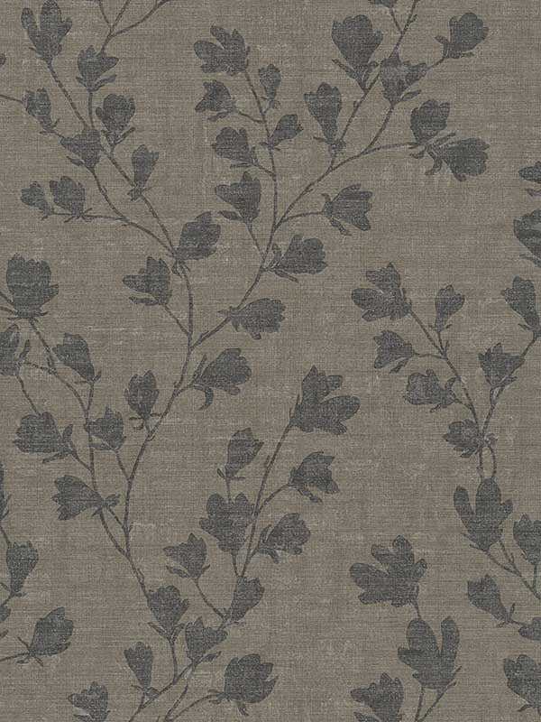 Floral Trail Motif fabric in brown black color - pattern number FS72004 - by Galerie in the Fusion collection