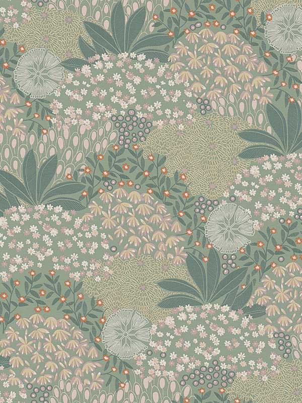 Forest Bloom Motif fabric in green pink color - pattern number FS72034 - by Galerie in the Fusion collection
