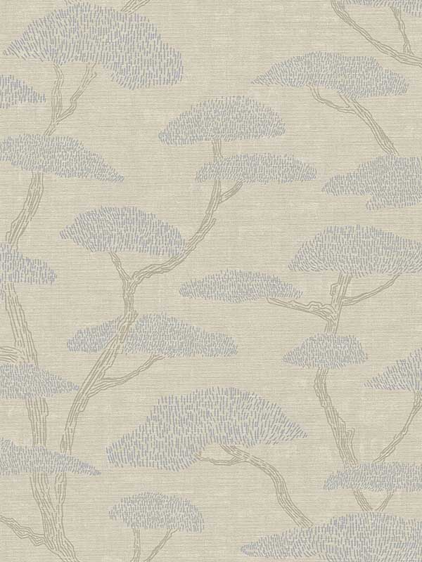 Chinoiserie Tree Motif fabric in beige blue color - pattern number FS72036 - by Galerie in the Fusion collection
