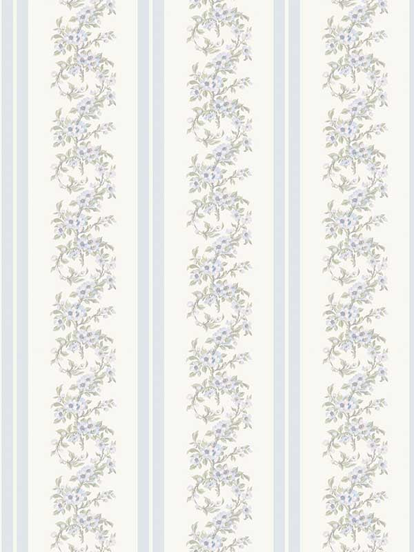 Mari Wreath Floral Stripe fabric in baby blue rush color - pattern number AST4650 - by A Street Prints in the Love Shack Fancy collection