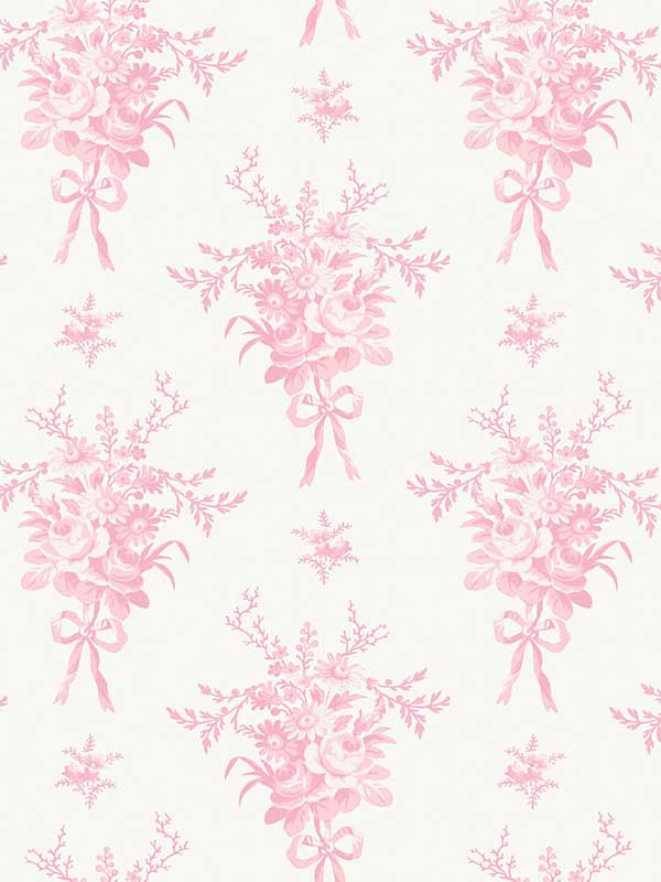 Rosie Arrangements Bouquet Toss wallpaper in kiss pink color - pattern number AST4652 - by A Street Prints in the Love Shack Fancy collection