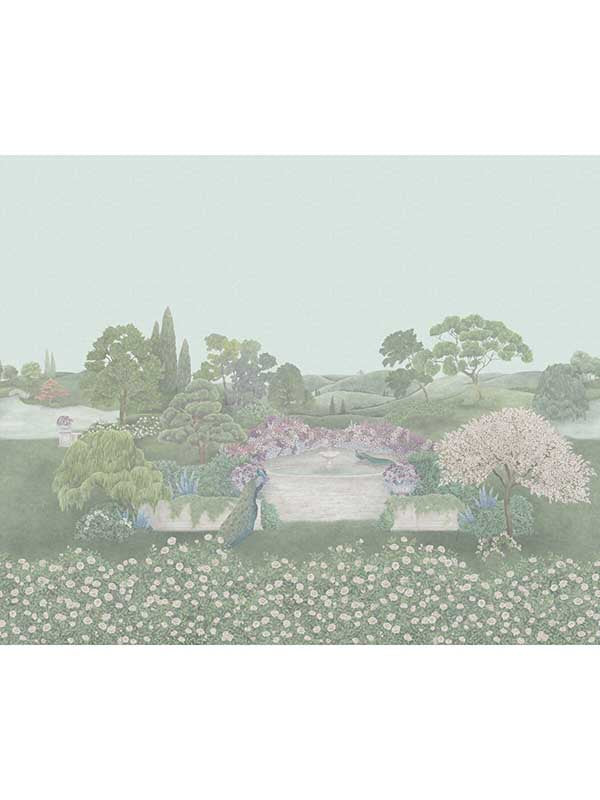 Idyll 7 Panel fabric in eau de nil color - pattern number 120/1003.CS.0 - by Cole and Son in the Gardens Vol I collection