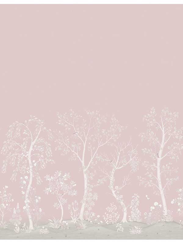 Seasonal Woods 6 Panel fabric in rose color - pattern number 120/6022M.CS.0 - by Cole and Son in the Gardens Vol I collection