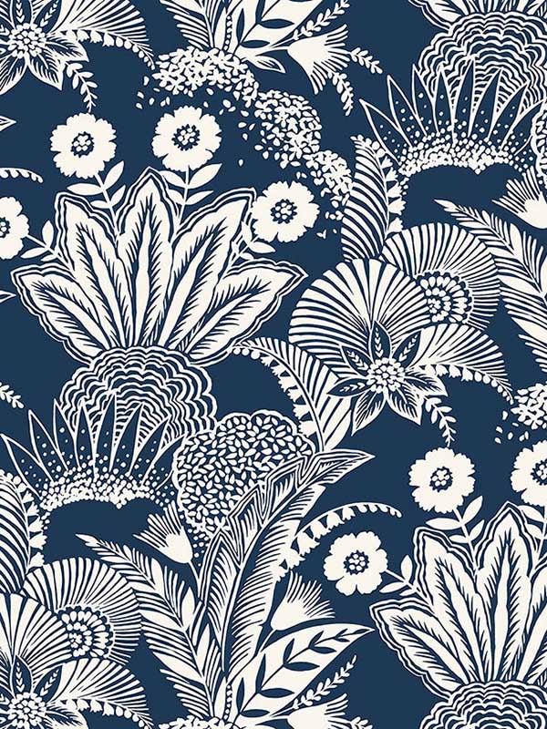 Suvi Palm Grove wallpaper in nautical blue color - pattern number SC20102 - by Seabrook in the Summer House Seabrook collection