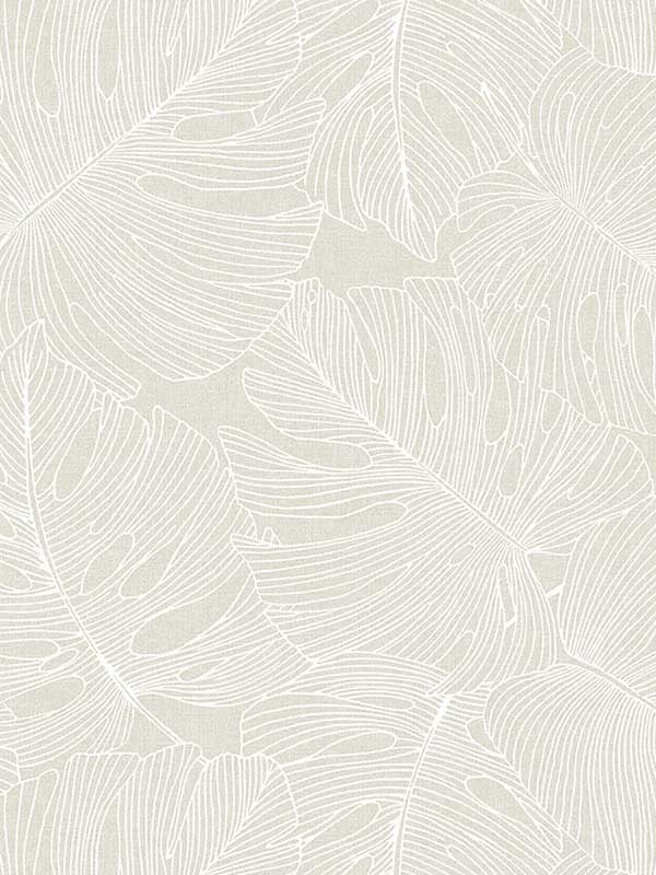 Tarra Monstera Leaf fabric in white sand color - pattern number SC20205 - by Seabrook in the Summer House Seabrook collection