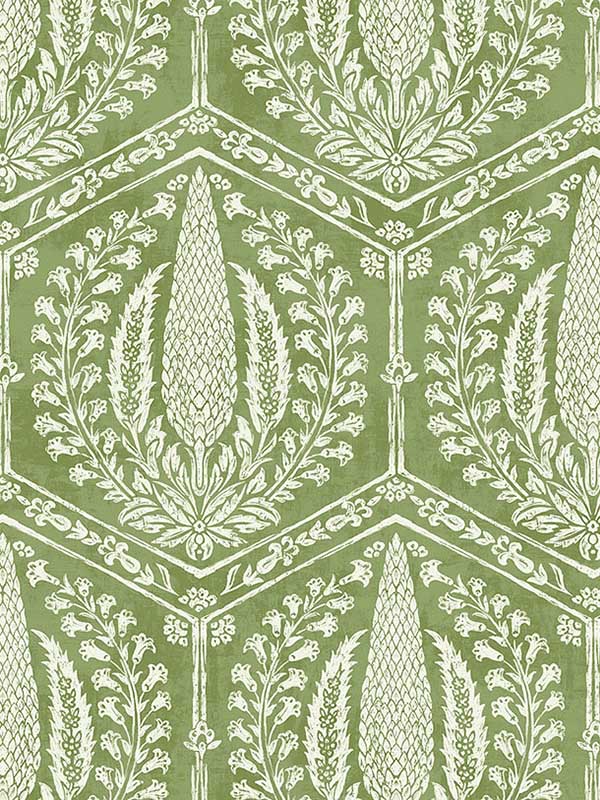 Cyrus Harvest wallpaper in courtyard green color - pattern number SC21404 - by Seabrook in the Summer House Seabrook collection