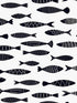 Bay Fish wallpaper in black and white color - pattern number SC21500 - by Seabrook in the Summer House Seabrook collection
