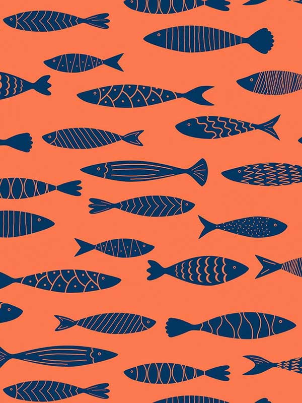 Bay Fish wallpaper in coral reef color - pattern number SC21506 - by Seabrook in the Summer House Seabrook collection