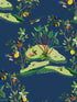 Citrus Hummingbird wallpaper in navy blue color - pattern number DBW9002 - by Wallquest in the West Boulevard by Daisy Bennett collection